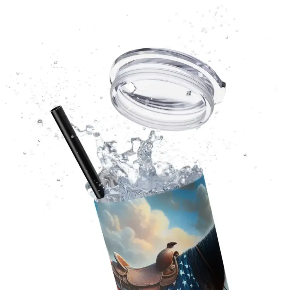 Patriotic Praying Cowboy, American Flag Skinny Tumbler Patriotic Gifts - The Best New Thing