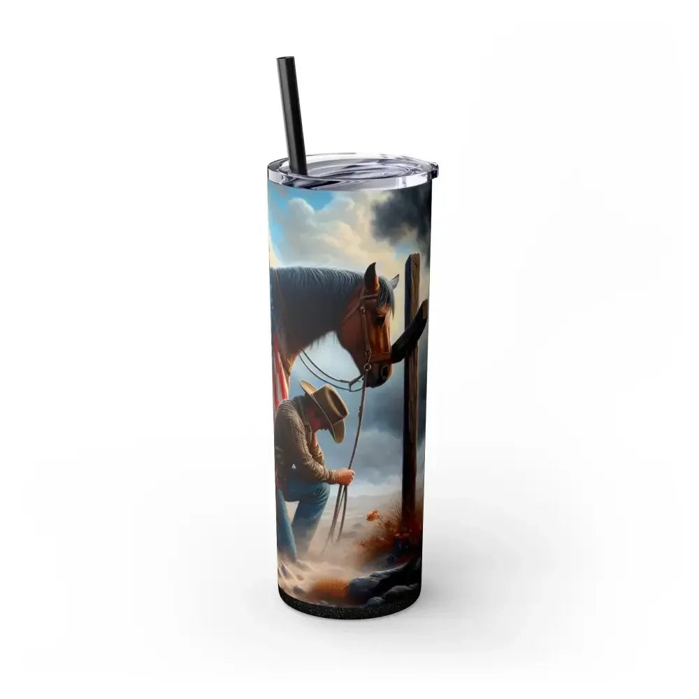 Patriotic Praying Cowboy, American Flag Skinny Tumbler Patriotic Gifts - The Best New Thing