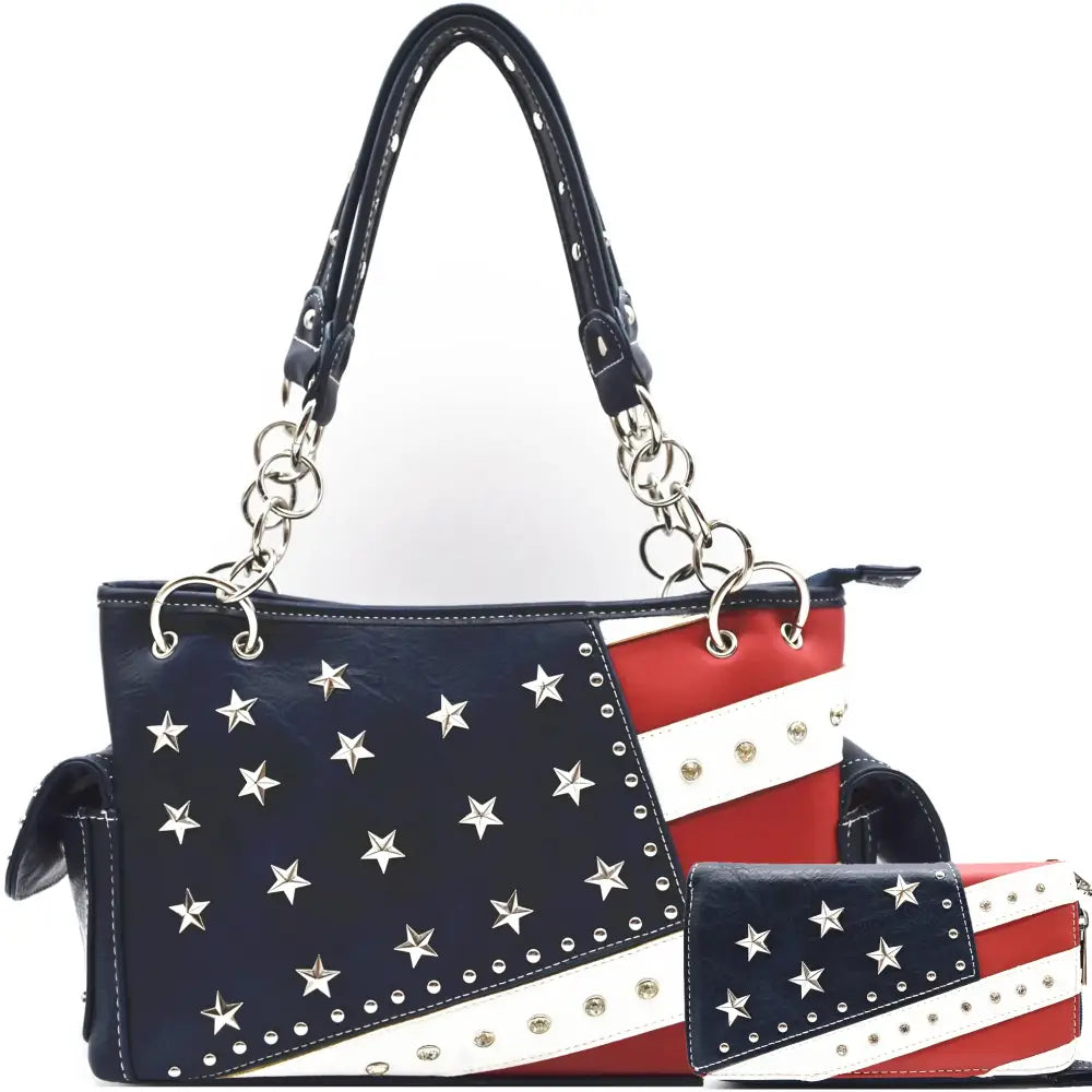 Patriotic PU Leather Matching Purse and Wallet Set Patriotic Gifts Shoulder Bags - Bags