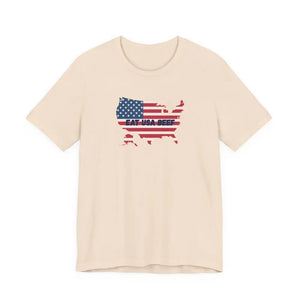 Patriotic USA Beef Pride T-Shirt Celebrate USA American Style Tee Gift for Meat Lovers Patriotic Apparel - Soft Cream