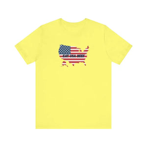 Patriotic USA Beef Pride T-Shirt Celebrate USA American Style Tee Gift for Meat Lovers Patriotic Apparel - Yellow / XS