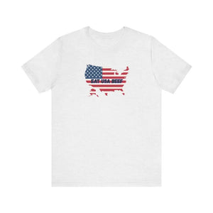 Patriotic USA Beef Pride T-Shirt Celebrate USA American Style Tee Gift for Meat Lovers Patriotic Apparel - Ash / XS