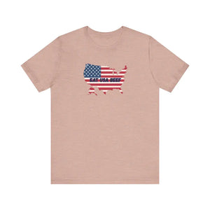 Patriotic USA Beef Pride T-Shirt Celebrate USA American Style Tee Gift for Meat Lovers Patriotic Apparel - Heather