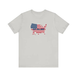 Patriotic USA Beef Pride T-Shirt Celebrate USA American Style Tee Gift for Meat Lovers Patriotic Apparel - Silver / XS