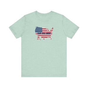 Patriotic USA Beef Pride T-Shirt Celebrate USA American Style Tee Gift for Meat Lovers Patriotic Apparel - Heather
