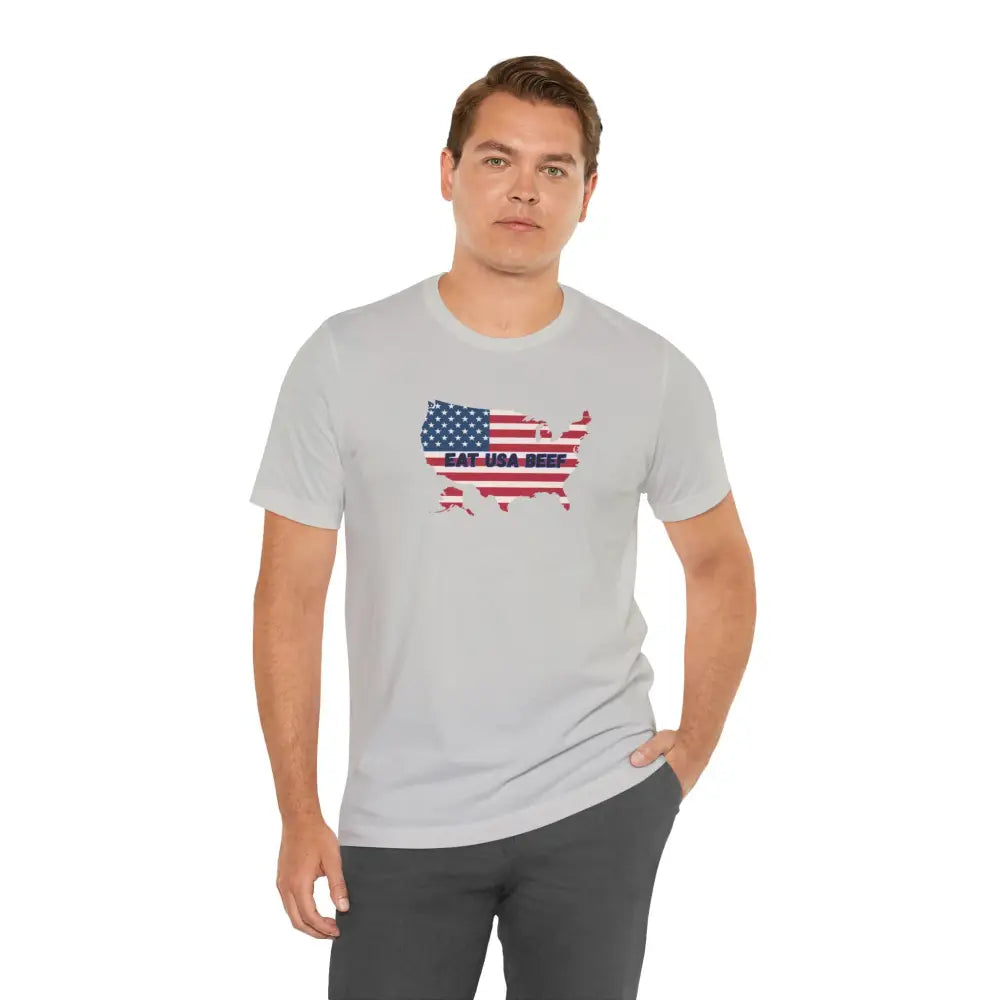 Patriotic USA Beef Pride T-Shirt Celebrate USA American Style Tee Gift for Meat Lovers Patriotic Apparel - T-Shirt