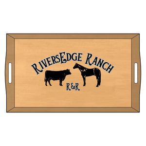 Personalize IT Bamboo Serving Tray Rustic Kitchen Decor Housewarming Gift Unique Present - 16.5″ × 9.75″ × 2.5″