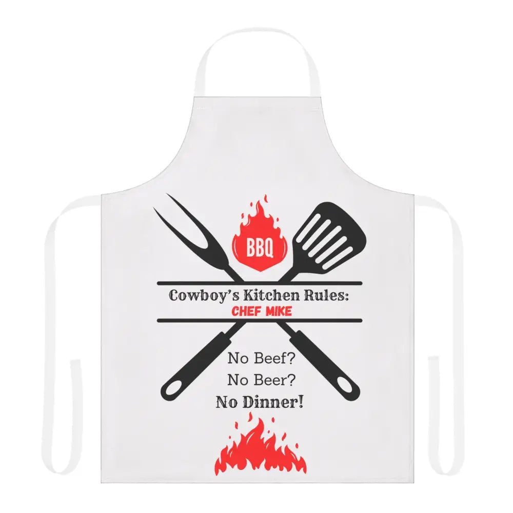 Personalized Chef Apron for Country Cook Chefs Gift BBQ Grilling Apron Customized Unique Gifts - One size / White