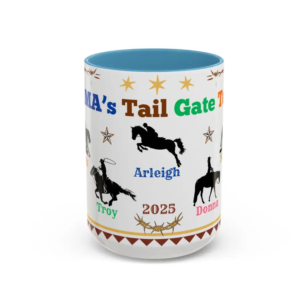 Personalized Mama Tail Gate Team Mug Horse Lovers Mug Roping Barrel Racer Western Jumper English 15oz - 15oz / Light