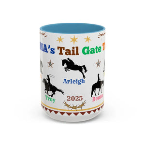 Personalized Mama Tail Gate Team Mug Horse Lovers Mug Roping Barrel Racer Western Jumper English 15oz - 15oz / Light