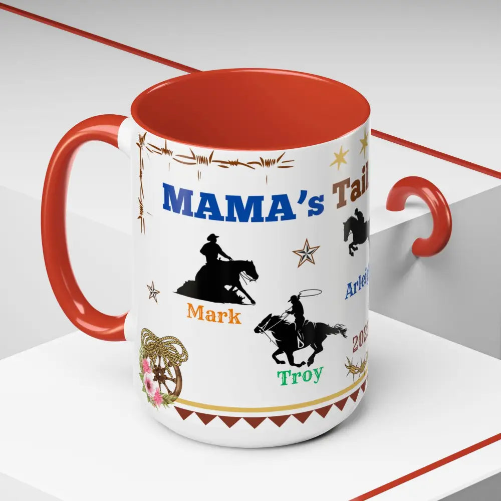Personalized Mama Tail Gate Team Mug Horse Lovers Mug Roping Barrel Racer Western Jumper English 15oz - Mug