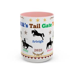 Personalized Mama Tail Gate Team Mug Horse Lovers Mug Roping Barrel Racer Western Jumper English 15oz - 15oz / Pink