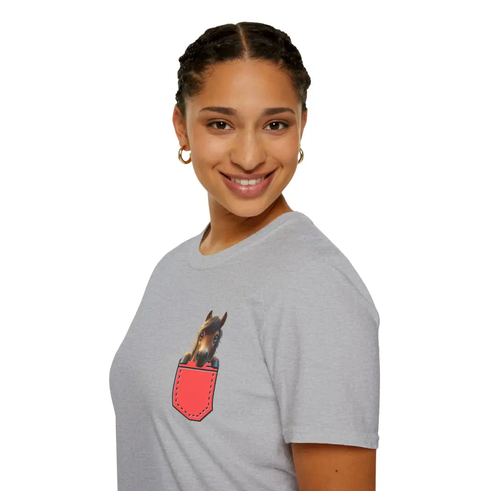 Pocket Horse T-Shirt - Fun Soft style Tee for Horse Lovers Farm Apparel - T-Shirt