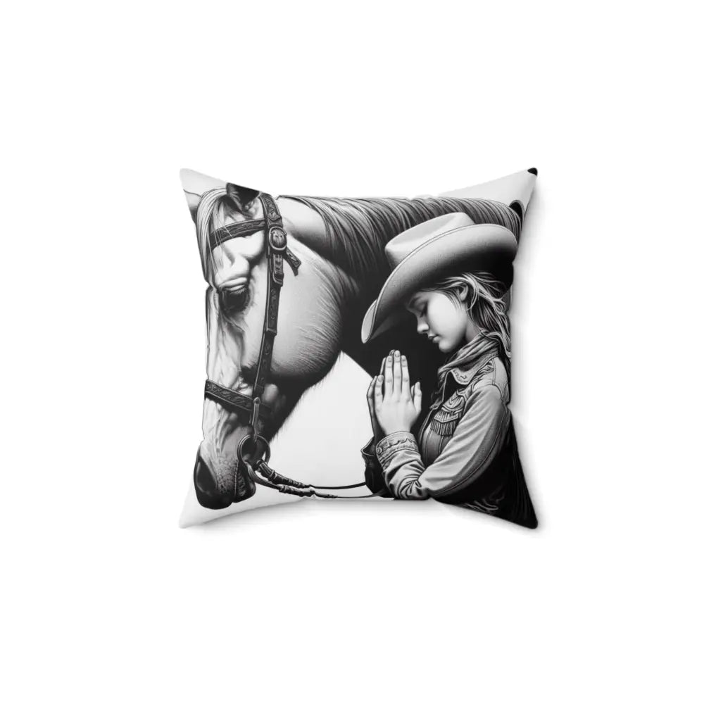 Praying Cowgirl Pillow Barrel Racer Western Decor Gift or Horse Lover Gifts for Her Polyester Pillow 14 x 14 - 14’’ ×