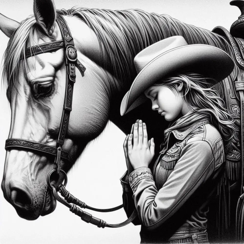Praying Cowgirl Pillow Barrel Racer Western Decor Gift or Horse Lover Gifts for Her Polyester Pillow 14 x 14 - 14’’ ×