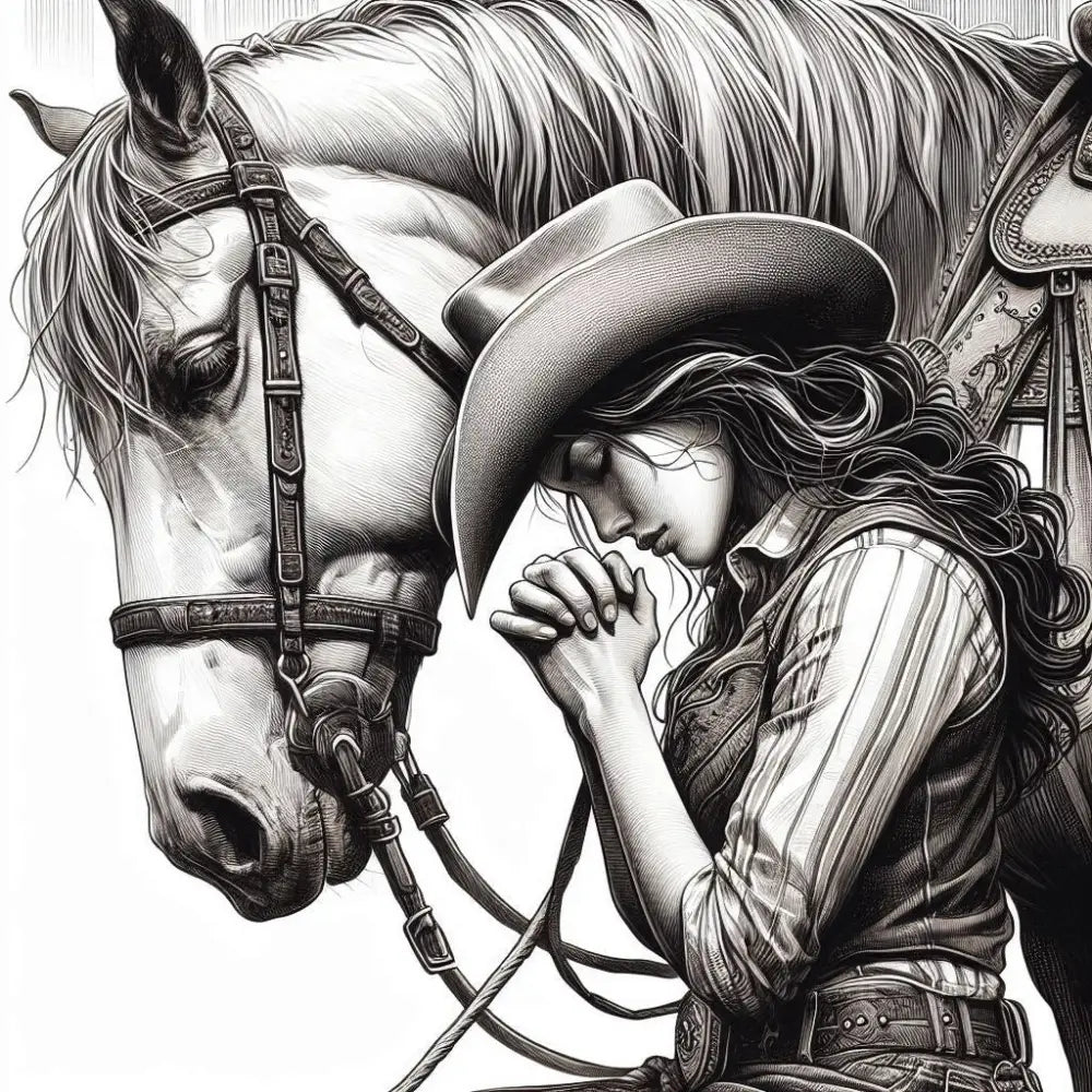 Praying Cowgirl Pillow Barrel Racer Western Decor Gift or Horse Lover Gifts for Her Polyester Pillow 14 x 14 - 14’’ ×