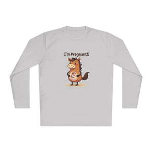 Pregnant Horse Cartoon Long Sleeve Tee Horse Humor Shirt Cowgirl Maternity Gifts - Silver / XS - Long-sleeve