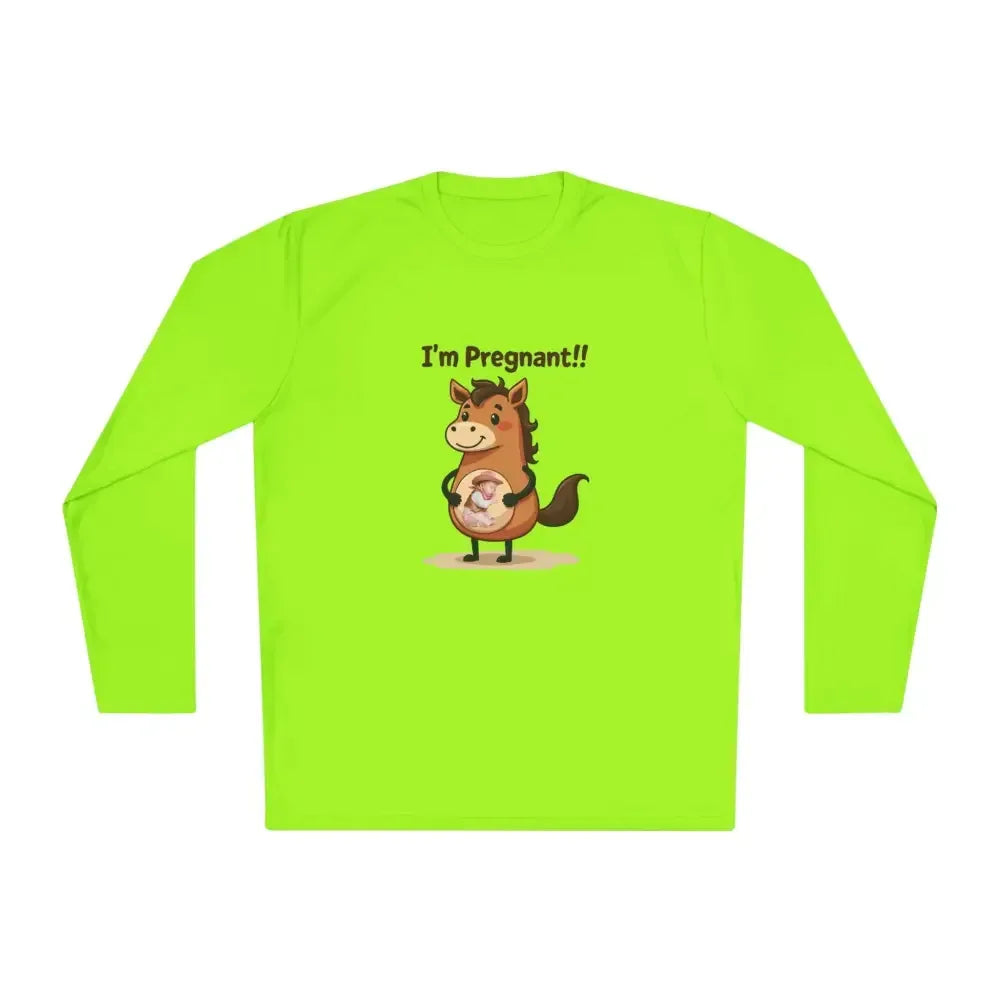 Pregnant Horse Cartoon Long Sleeve Tee, Horse Humor Shirt, Cowgirl Maternity Gifts - The Best New Thing