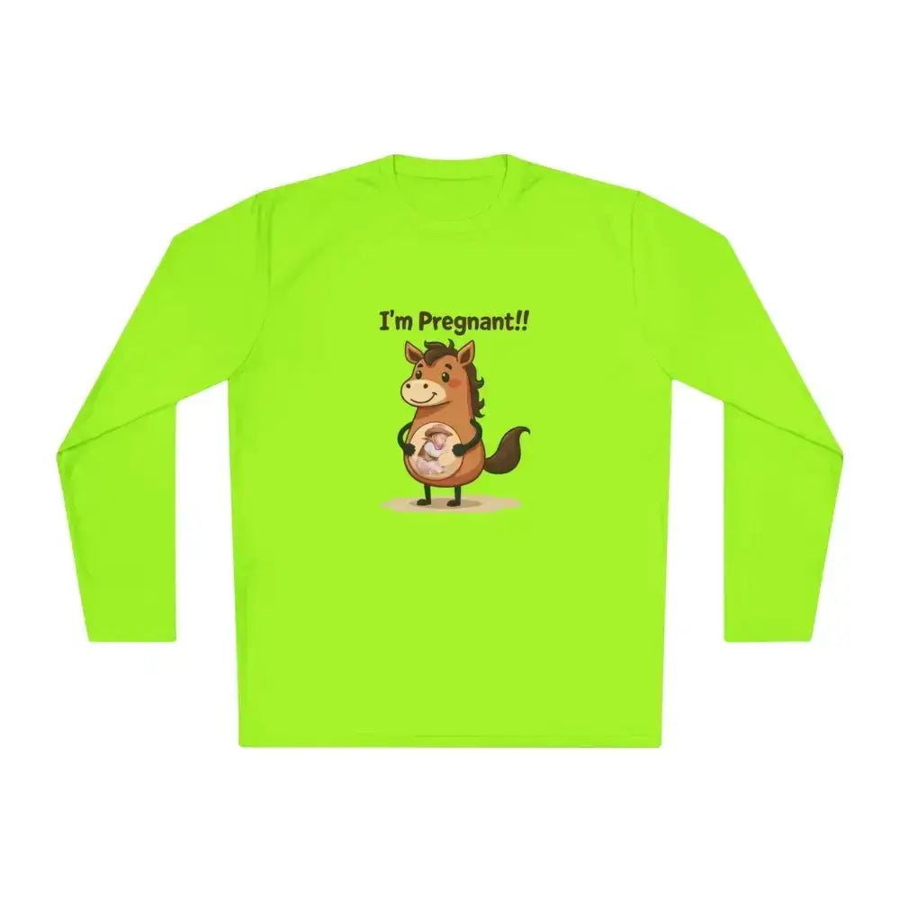 Pregnant Horse Cartoon Long Sleeve Tee, Horse Humor Shirt, Cowgirl Maternity Gifts - The Best New Thing