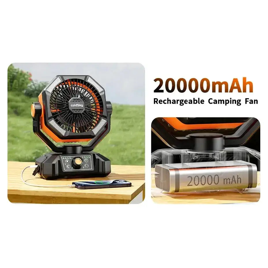 Rechargeable Portable Fan 8 Speed with 4 LED Lantern 20000mAh Battery - Fans