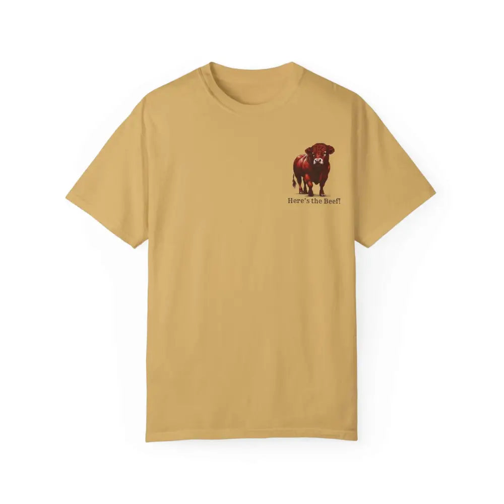 Red Angus Bull Beef T-Shirt for Farmers Ranchers Cowboys Gifts for Him Western Apparel for Men - Mustard / S - T-Shirt