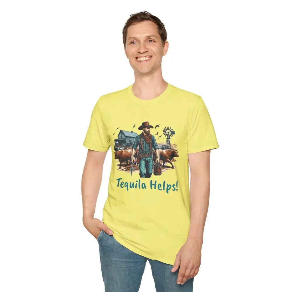 Rustic Farmer T-Shirt with Cattle Gift for Men Cowboy T-Shirt Western Wear for Men - T-Shirt