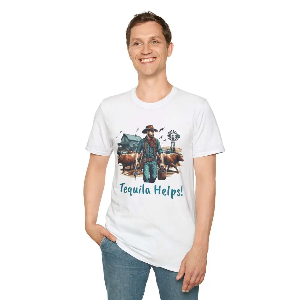 Rustic Farmer T-Shirt with Cattle Gift for Men Cowboy T-Shirt Western Wear for Men - T-Shirt
