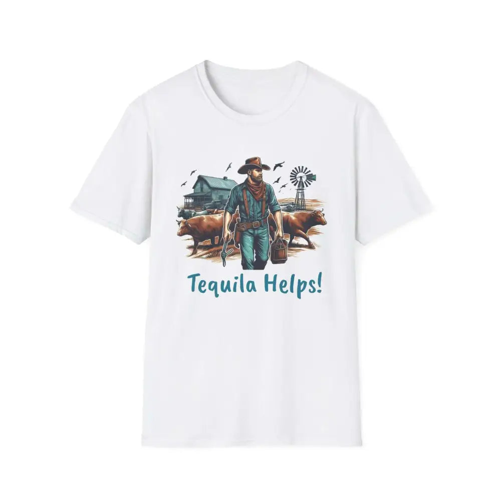 Rustic Farmer T-Shirt with Cattle Gift for Men Cowboy T-Shirt Western Wear for Men - L / White - T-Shirt