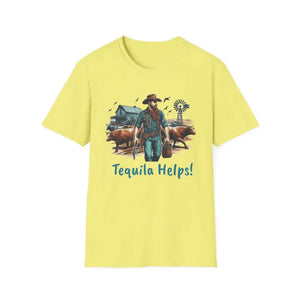 Rustic Farmer T-Shirt with Cattle Gift for Men Cowboy T-Shirt Western Wear for Men - S / Cornsilk - T-Shirt