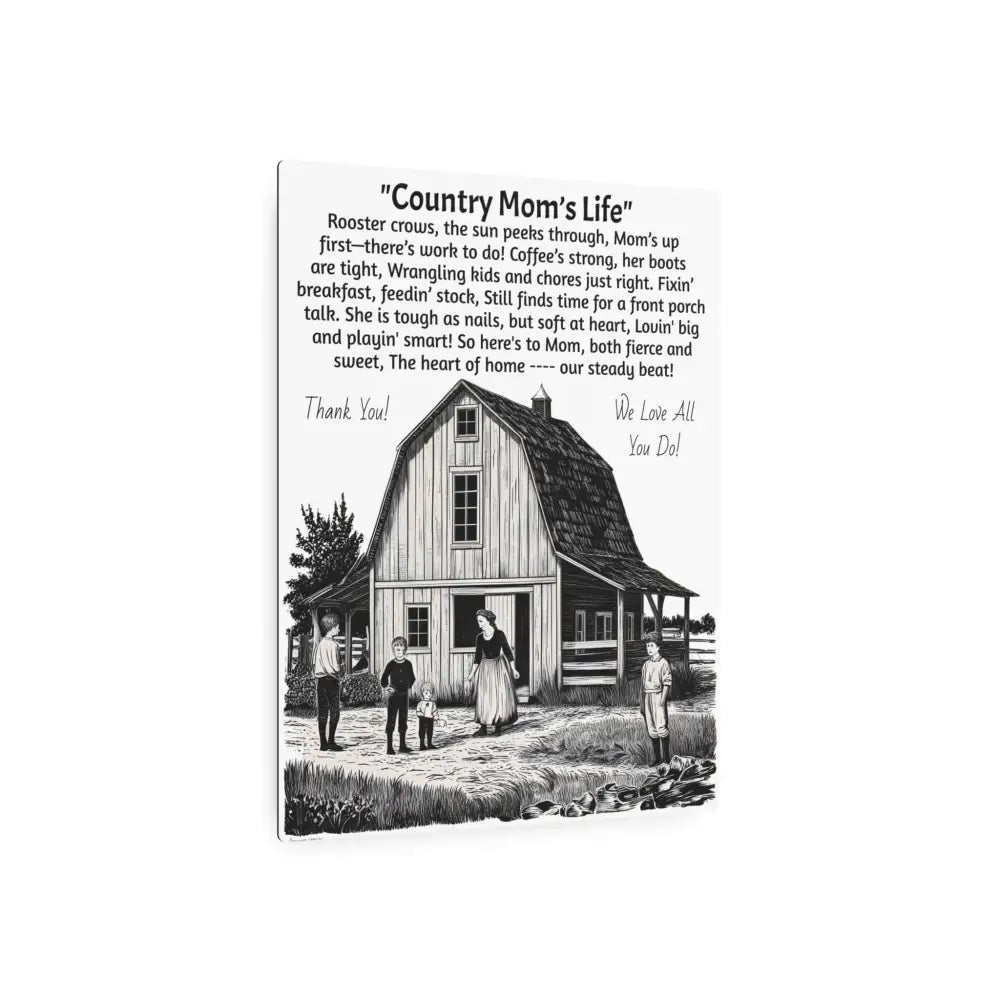 Rustic Farmhouse Metal Sign for Mother’s Day | Country Mom’s Life Decor 16x20 inches - 16’’ x 20’’ (Vertical) / 0.12’’
