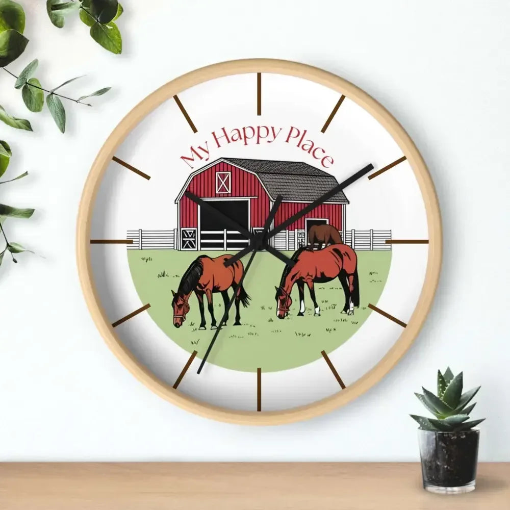 My Happy Place Rustic Wall Clock for Horse Lovers, Western Wall Decor - The Best New Thing