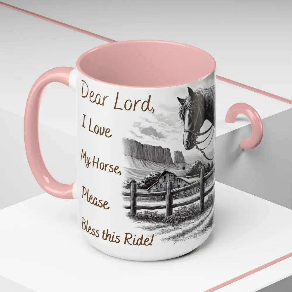 Rustic Young Praying Cowgirl Beverage Mug - Perfect Gift for Equestrian Enthusiasts 15oz - Mugs