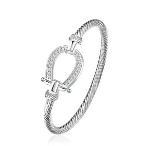 Silver Horseshoe Western Bangle Bracelet Fashion Jewelry - Horseshoe Bracelet - Jewelry