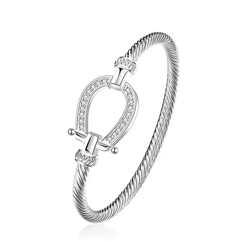 Silver Horseshoe Western Bangle Bracelet Fashion Jewelry - The Best New Thing