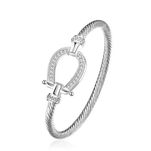 Silver Horseshoe Western Bangle Bracelet Fashion Jewelry - The Best New Thing