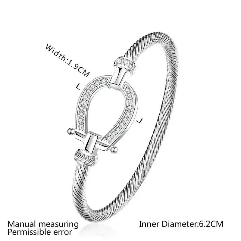 Silver Horseshoe Western Bangle Bracelet Fashion Jewelry - The Best New Thing
