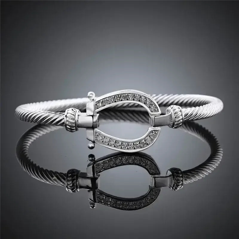 Silver Horseshoe Western Bangle Bracelet Fashion Jewelry - The Best New Thing