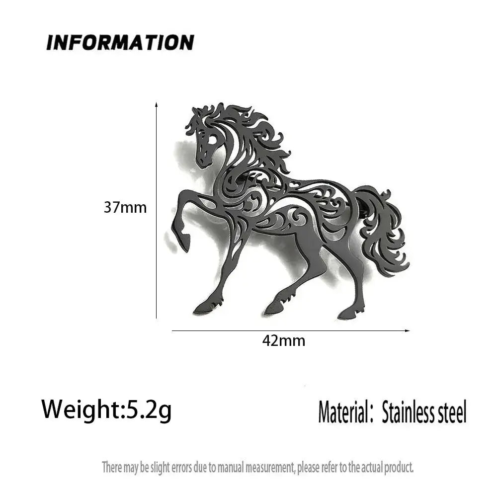 Stainless Steel Horse Brooch Horse Lover Gifts Horse Jacket Accessories - Jewelry