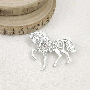Stainless Steel Horse Brooch Horse Lover Gifts Horse Jacket Accessories - Silver - Jewelry