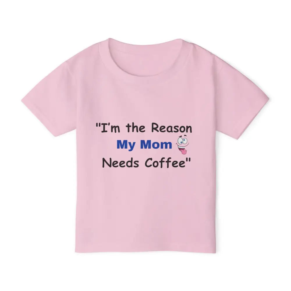 Toddler T-shirt I’m the Reason My Mom Needs Coffee Shirt Gift for Kids - Light Pink / 2T - Kids clothes
