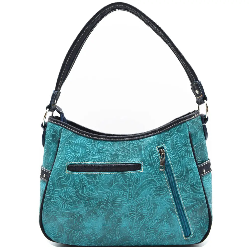 Western Handbag Wallet Set Tooled PU Letter Handbag Shoulder Purse with Studs - Bags