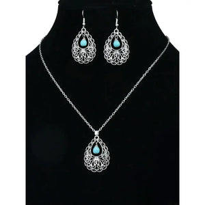 Turquoises Drop Earrings and Necklace Set Perfect Gift Idea Mother’s Day Gift - 23080806 - Jewelry