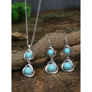 Turquoises Drop Earrings and Necklace Set Perfect Gift Idea Mother’s Day Gift - 23103117 - Jewelry