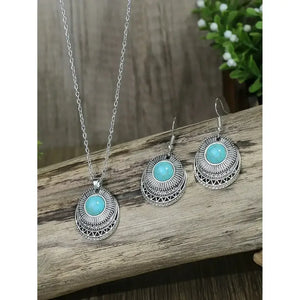 Turquoises Drop Earrings and Necklace Set Perfect Gift Idea Mother’s Day Gift - 23103116 - Jewelry
