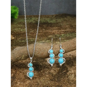 Turquoises Drop Earrings and Necklace Set Perfect Gift Idea Mother’s Day Gift - 23103120 - Jewelry