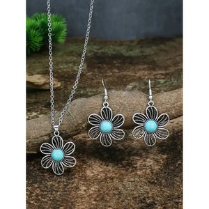 Turquoises Drop Earrings and Necklace Set Perfect Gift Idea Mother’s Day Gift - 23103122 - Jewelry