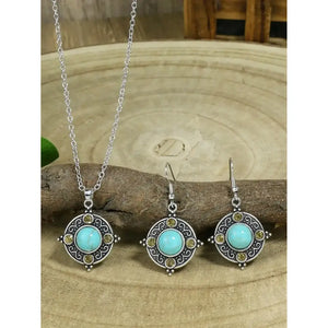 Turquoises Drop Earrings and Necklace Set Perfect Gift Idea Mother’s Day Gift - 23103119 - Jewelry