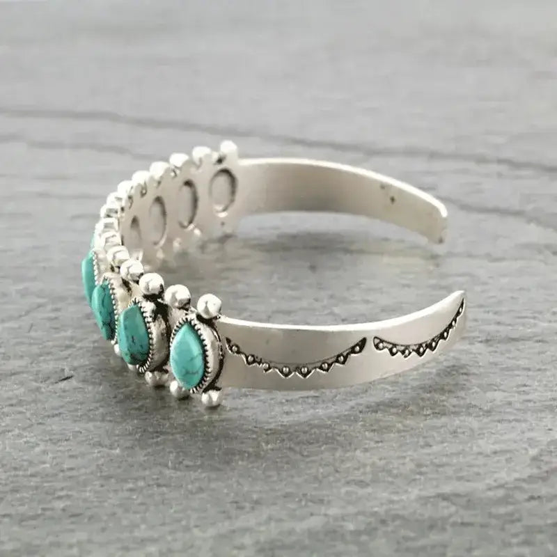 Vintage Western Turquoise Bracelet Tibet Bohemian Jewelry - Jewelry