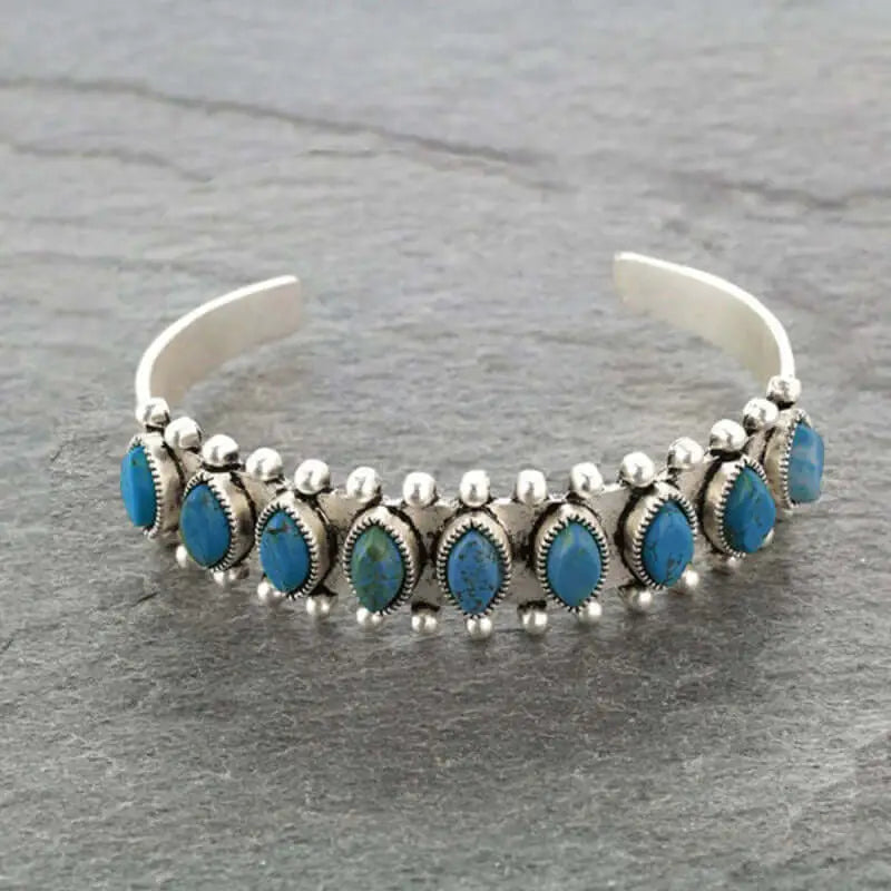 Vintage Western Turquoise Bracelet Tibet Bohemian Jewelry - Jewelry