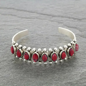 Vintage Western Turquoise Bracelet Tibet Bohemian Jewelry - RED - Jewelry